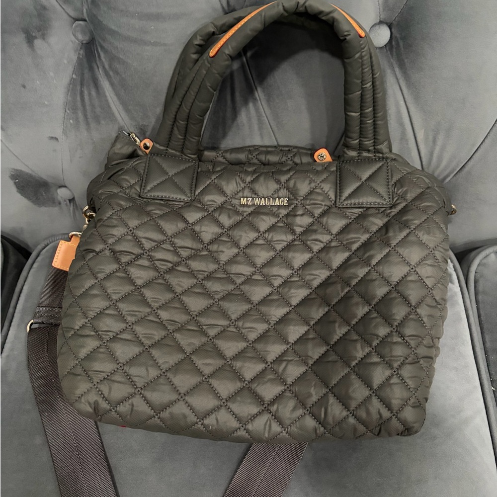 MZ Wallace Dark Gray Quilted Shoulder Bag